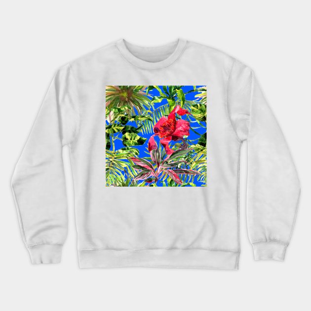 Seamless tropical flower Crewneck Sweatshirt by Olga Berlet
